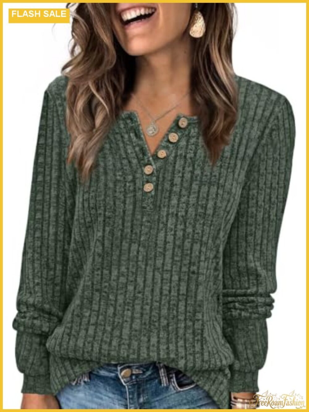 XIEERDUO Women's Henley Sweater Button Front Long Sleeve Tunic Top